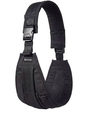 Black Sling Crossbody Messenger Bag with Padded Strap